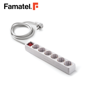 مقبس متعدد 6 مقابس 2P+E 16 أمبير 250 فولت مع كابل سويتش 3 متر