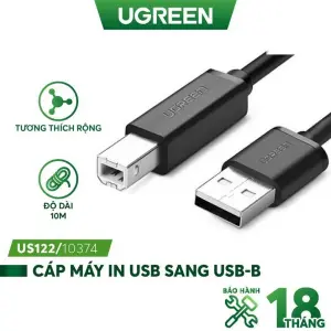 UGREEN USB 2.0 AM إلى BM نشط كابل طابعة 10M