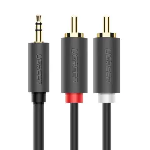 UGREEN 3.5mm ذكر إلى 2RCA ذكر كابل صوت 2m (رمادي)