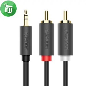 UGREEN 3.5mm ذكر إلى 2RCA ذكر كابل صوت 5m (رمادي)