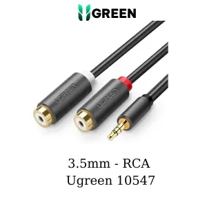 UGREEN 3.5mm ذكر إلى 2RCA أنثى كابل 25cm (رمادي)