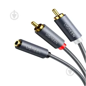 UGREEN 3.5mm أنثى إلى 2 RCA ذكر كابل صوت 1M