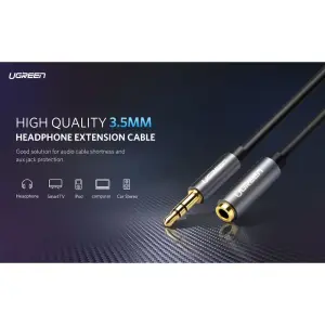 UGREEN 3.5mm ذكر إلى 3.5mm أنثى كابل تمديد 1.5m (أسود)