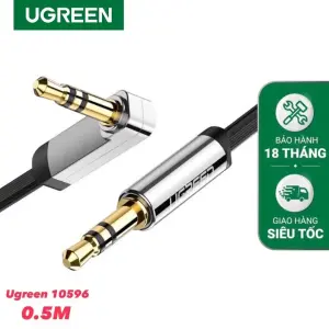 UGREEN 3.5mm ذكر إلى 3.5mm ذكر Straight إلى angle كابل مسطح 0.5m (أسود)