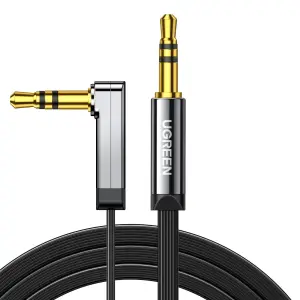 UGREEN 3.5mm ذكر إلى 3.5mm ذكر Straight إلى angle كابل مسطح 2m (أسود)