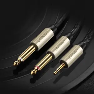UGREEN 3.5mm TRS إلى Dual 6.35mm TS كابل صوت 1m (رمادي)