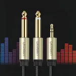 UGREEN 3.5mm TRS إلى Dual 6.35mm TS كابل صوت 2m (رمادي)