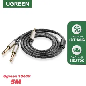 UGREEN 3.5mm TRS إلى Dual 6.35mm TS كابل صوت 5m (رمادي)