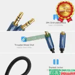 UGREEN 3.5mm ذكر إلى 3.5mm ذكر كابل مطلي بالذهب Metal علبة مع Braid 1m (أزرق)