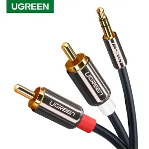UGREEN 3.5mm ذكر إلى 2RCA ذكر كابل 1m (أسود)