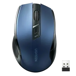 UGREEN Ergonomic Wireless Mouse (Blue) (AA alkaline battery not included)