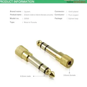 UGREEN 6.5mm Male to 3.5mm Female Adapter