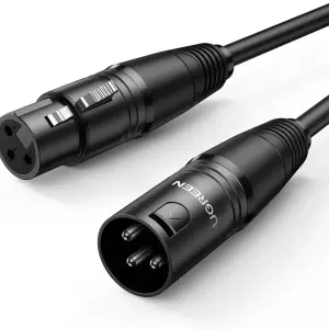 UGREEN Cannon Male to Female Microphone Extension Audio Cable 1m (Black)