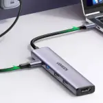 UGREEN 5-دخل-1 USB-C إلى HDMI HDMI 4K@30Hz + 3*USB 3.0 A+PD Power محول creamy Purple