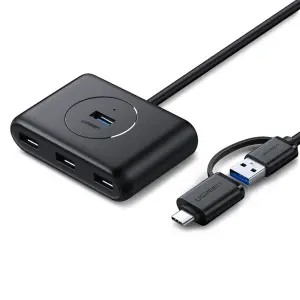 UGREEN USB 3.0 موزع مع USB-C منفذ 1m (أسود)
