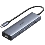 UGREEN 6-دخل-1 USB 3.2 C إلى USB-A 3.2+USB-A 2.0+2* USB-C 3.2 محول + Gigabit مع USB-C منفذ طاقة