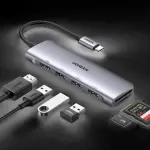 UGREEN 10-in-1 USB-C to USB-A 3.2+USB-A 3.0+2*USB-C 3.2+2*HDMI+RJ45 Gigabit+SD&TF +PD port Converter