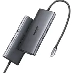 UGREEN 11-دخل-1 USB-C إلى 2xUSB-C 3.2+USB-A 3.2+USB-A 3.0+HDMI+VGA+RJ45 Gigabit+SD/TF+AUX3.5mm+PD محول