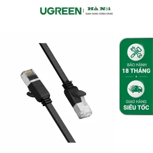 UGREEN Cat 6 U/UTP Pure Copper Ethernet Flat Cable 2m (Black)