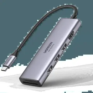 UGREEN USB-C إلى 3*USB 3.0 A + HDMI 4K@60Hz max + SD/TF محول متعدد الوظائف