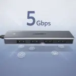 UGREEN USB-C To 4-Port USB 3.0 Hub up to 5Gpbs Hub with USB-C Power Supply (ABS case+Metallic paint)
