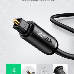 UGREEN Toslink ضوئي كابل صوت 2m (أسود)