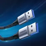 UGREEN USB-A Male to USB-A Male USB 3.0 Alu Case Braided Cable 2m (Black)