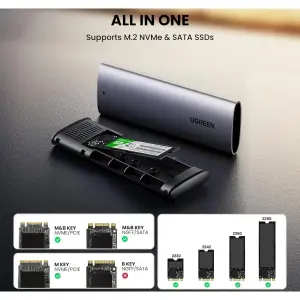 UGREEN USB-C إلى M.2 SATA & NVMe حاوية قرص صلب