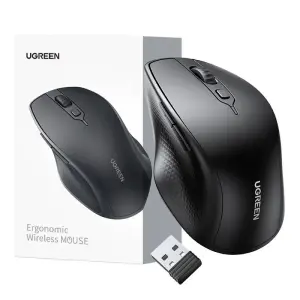 UGREEN Ergonomic Wireless & BLT Mouse (Black) (AA alkaline battery not included)